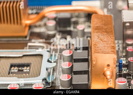 Chipset Heatsink sur carte mère. Banque D'Images