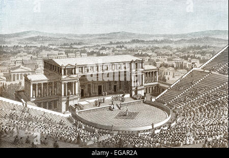 La reconstruction du théâtre de Dionysos à Athènes, Grèce antique, Banque D'Images