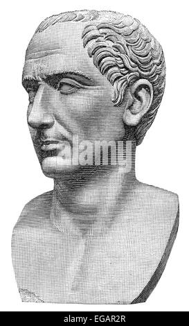 Gaius Julius Caesar, un général romain, homme d'État, Consul, et d'un remarquable auteur de prose latine, buste, 100 - 44, av. Banque D'Images