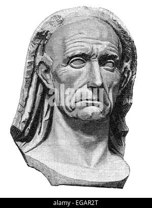 Gaius Julius Caesar, un général romain, homme d'État, Consul, et d'un remarquable auteur de prose latine, buste, 100 - 44, av. Banque D'Images