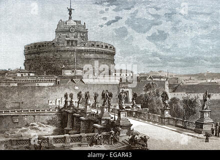 Mausolée d'Hadrien, connu sous le nom de Castel Sant'Angelo ou château du Saint Ange, l'ancienne Rome. Banque D'Images