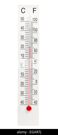 Accueil thermomètre à mercure isolé sur fond blanc avec clipping path Banque D'Images