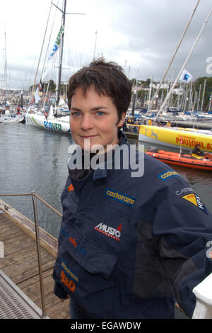 L'ambassadeur Omega Ellen MacArthur à la Transat 2004 Lancement officiel de Plymouth, Devon, 2004. Banque D'Images