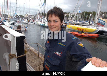 L'ambassadeur Omega Ellen MacArthur à la Transat 2004 Lancement officiel de Plymouth, Devon, 2004. Banque D'Images