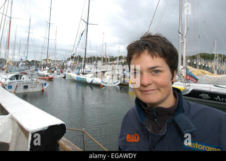 L'ambassadeur Omega Ellen MacArthur à la Transat 2004 Lancement officiel de Plymouth, Devon, 2004. Banque D'Images