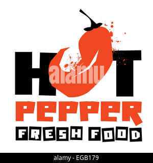 Poivre chaud sur un fond blanc. vector illustration Banque D'Images