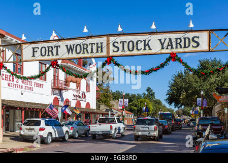 Exchange Avenue dans le district de Fort Worth Stockyards, Ft Worth, Texas, USA Banque D'Images