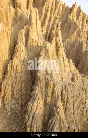 Le gros plan de formations badlands dans le sud de Taïwan Banque D'Images
