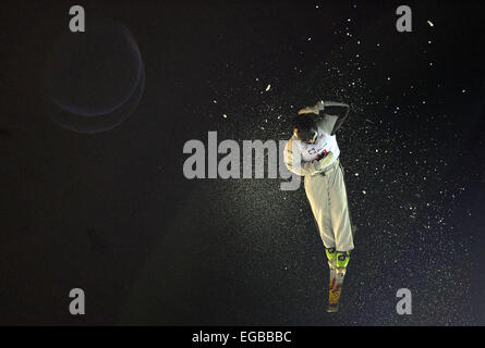 Moscou, Russie. Feb 21, 2015. Laura Peel de l'Australie s'effectue pendant la coupe du monde de ski acrobatique de la FIS à Moscou, capitale de la Russie, le 21 février 2015. Crédit : Pavel Bednyakov/Xinhua/Alamy Live News Banque D'Images