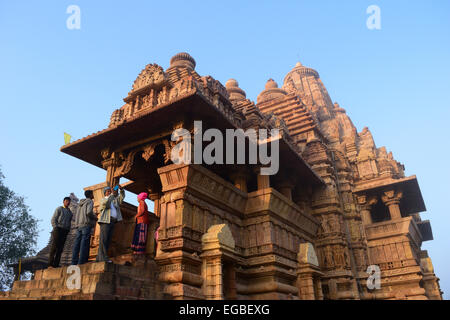 Voir l'architecture de Lakshmana temple de Khajuraho temples Inde Banque D'Images