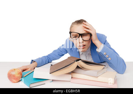 Choqué, surpris student wearing glasses Banque D'Images