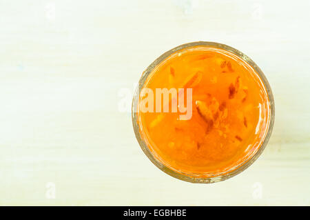 Marmelade d'Orange dans un bocal en verre Vue d'en haut Banque D'Images