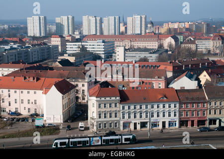 Skyline de Potsdam avec tram Banque D'Images