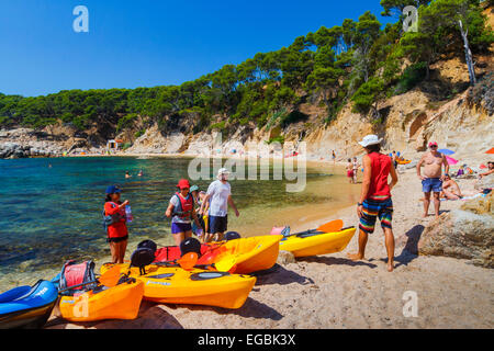 Cala Estreta Cove. La ville de Palamos. Costa Brava, Gérone. La Catalogne, Espagne, Europe Banque D'Images