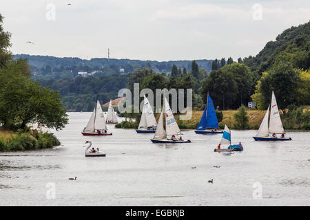 Voir Kemnade, lac, près de Bochum, loisirs et sports d'eau, réservoir de rivière Ruhr, voile, croisières, location de bateaux Banque D'Images