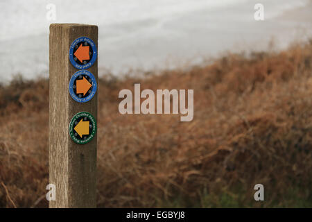 Wales Coast Path panneau en bois Banque D'Images