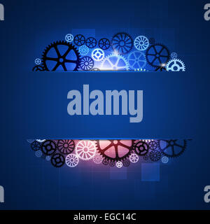 La technologie de l'entreprise pignons forme abstraite sur fond bleu Banque D'Images