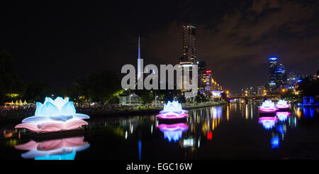 Melbourne, Australie - le 21 février - La vue sur Southbank de Birrarung marr pendant la Nuit Blanche le 21 février 2015. Banque D'Images