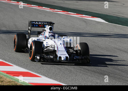 Barcelone, Espagne. Feb 22, 2015. Williams Martini Racing driver Valtteri Bottas prend le contrôle au jour 4 de la Journée test 4 : Action Crédit Plus Sport/Alamy Live News Banque D'Images