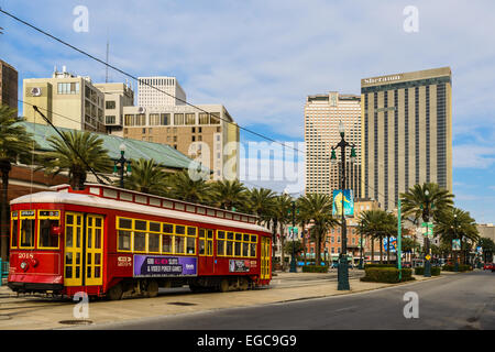 Tramway sur Canal Street à New Orleans, LA Banque D'Images