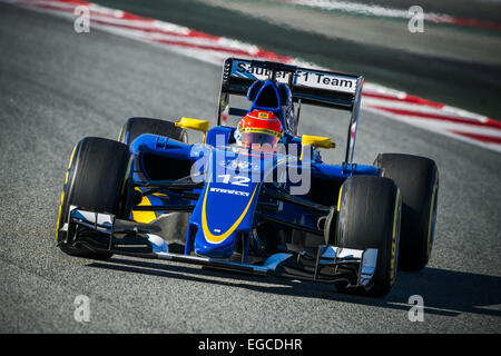 Montmelo, Catalogne, Espagne. Feb 22, 2015. FELIPE NASR (BRA) entraîne une Sauber pendant 04 jours d'avant-saison de Formule 1 essais au Circuit de Catalunya de Barcelone : Crédit Matthias Rickenbach/ZUMA/ZUMAPRESS.com/Alamy fil Live News Banque D'Images