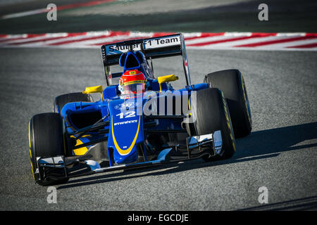 Montmelo, Catalogne, Espagne. Feb 22, 2015. FELIPE NASR (BRA) entraîne une Sauber pendant 04 jours d'avant-saison de Formule 1 essais au Circuit de Catalunya de Barcelone : Crédit Matthias Rickenbach/ZUMA/ZUMAPRESS.com/Alamy fil Live News Banque D'Images