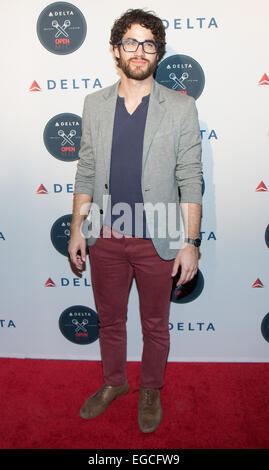 Delta Air Lines, événement karaoké 'Delta' micro ouvert à l'arène comprend : Darren Criss Où : New York, New York Quand : 20 août 2014 Banque D'Images