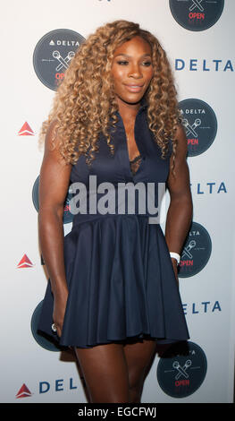 Delta Air Lines, événement karaoké 'Delta' micro ouvert à l'arène comprend : Serena Williams Où : New York, New York Quand : 20 août 2014 Banque D'Images