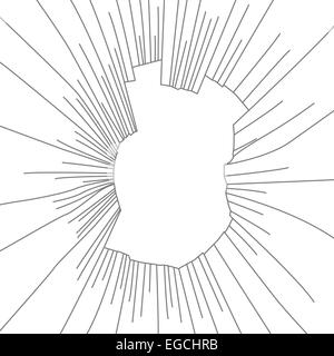 Fissures radiales sur du verre brisé. Vector illustration Banque D'Images
