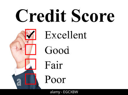 Formulaire d'évaluation de la cote de crédit par l'homme d'affaires excellent tique Banque D'Images