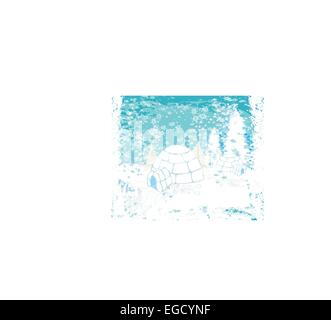Igloo de Noël au soir - Abstract illustration d'hiver Illustration de Vecteur