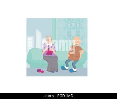 Couple à la maison de repos Illustration de Vecteur