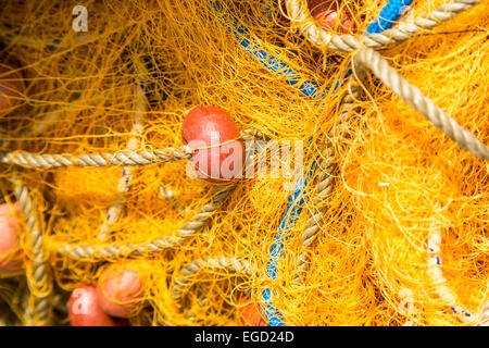 Les filets de pêche à Latsi, Chypre du Nord Banque D'Images