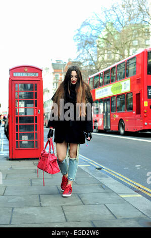 Nastya Rodionova participant à la semaine de la mode de Londres - 21 févr. 2015 - Photo : Manhattan piste/Céline Gaille Banque D'Images