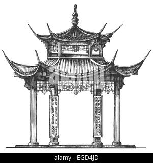 Modèle de conception de logo de l'Asie. D'un temple ou d'une icône de la religion. Banque D'Images