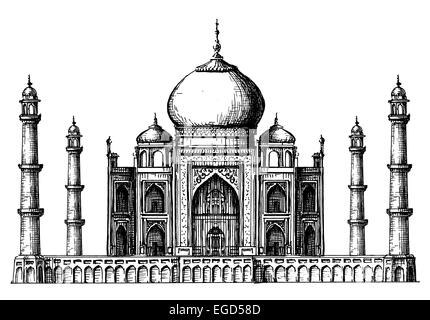 Modèle de conception de logo de Taj Mahal. L'Inde ou l'icône de la religion hindoue. Banque D'Images