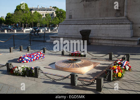 Tombe du Soldat inconnu sous l'Arc de Triomphe, Paris, France. Banque D'Images