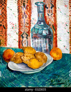 Nature morte à la carafe et citrons sur une assiette 1887 Vincent van Gogh 1853 - 1890 Pays-Bas néerlandais post impressionnisme Banque D'Images