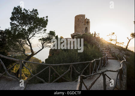 Tour de guet médiévale, Torre Talaia de ses dessins animés, Banyalbufar, Majorque, Espagne Banque D'Images