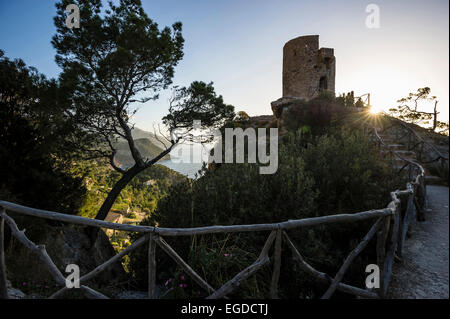 Tour de guet médiévale, Torre Talaia de ses dessins animés, Banyalbufar, Majorque, Espagne Banque D'Images