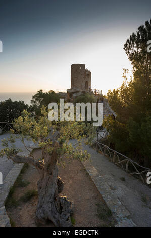 Tour de guet médiévale, Torre Talaia de ses dessins animés, Banyalbufar, Majorque, Espagne Banque D'Images