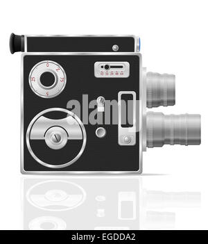 Ancienne rétro vintage film video camera illustration isolé sur fond blanc Banque D'Images