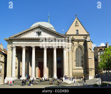 Portail de la cathédrale Saint-Pierre, Saint-Pierre, Genève, Suisse Banque D'Images