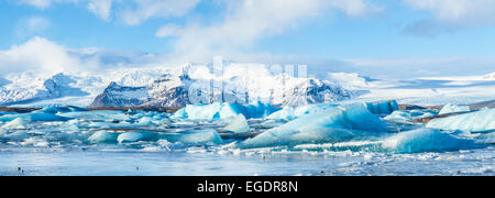 Iceberg jökulsárlón lagoon Islande Europe panorama Banque D'Images