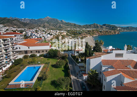 Vue panoramique, Nerja, Malaga province, région d'Andalousie, Espagne, Europe Banque D'Images