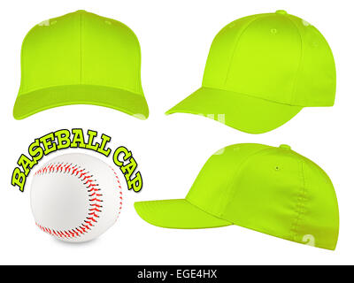 Baseball Cap dans différents angles sur fond blanc Banque D'Images