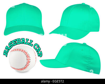 Baseball Cap dans différents angles sur fond blanc Banque D'Images