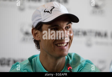 Buenos Aires, Argentine. Feb 23, 2015. L'Espagnol Rafael Nadal tennist participe à une conférence de presse à Buenos Aires, Argentine, le 23 février 2015. Nadal prendra part à l'ATP 2015 Open de tennis argentine à partir de ce mardi. Crédit : Martin Zabala/Xinhua/Alamy Live News Banque D'Images