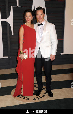 Beverly Hills, Californie. Feb 22, 2015. Benedict Cumberbatch et son épouse Sophie Hunter participant à la Vanity Fair Oscar Party 2015 le 22 février 2015 à Beverly Hills, en Californie./photo : dpa Crédit alliance/Alamy Live News Banque D'Images