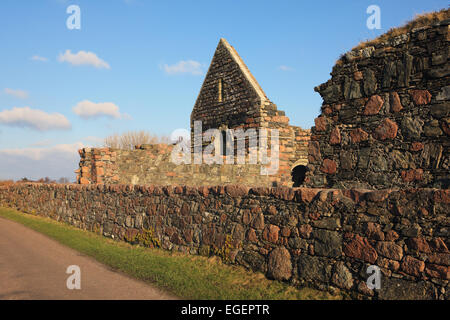 Les murs de grès rouge de la ruiné Iona Antiq Banque D'Images